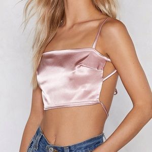 NWT Pink satin crop top!